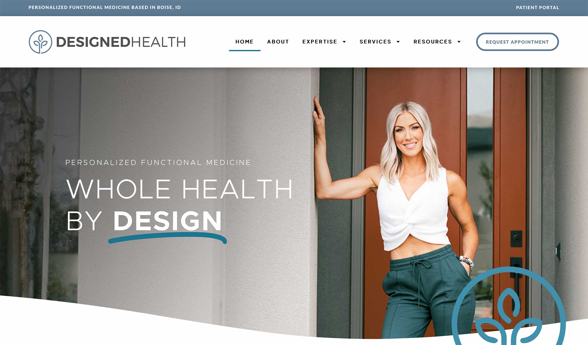 Clean, professional medical spa treatment room with neutral tones at Designed Health in Boise